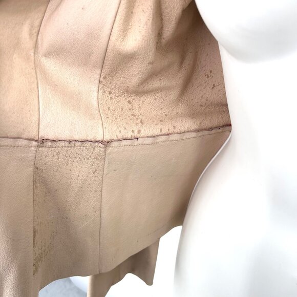 VINTAGE ILLIA SUPER SOFT SUEDE LEATHER TAN TIE FRONT JACKET - Small-Medium - Picture 9 of 11